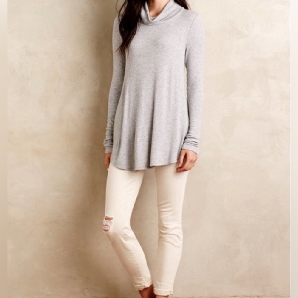Deletta Anthropologie Cara Gray Turtleneck Long Sleeve Sweater Size Small